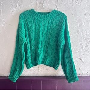 Pink Rose Vibrant Green Sweater